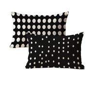 Juego de 2 almohadas decorativas de terciopelo blanco y negro de 50 x 70 cm, forma rectangular con cremallera oculta, elegantes fundas de cojín para sofá, dormitorio, jardín al aire libre, U 246