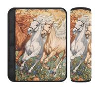 Juego de 2 almohadillas transpirables para cinturón de seguridad de coche, para mochila y correa de hombro, para adultos, niños, S, carreras de caballos, arte colorido