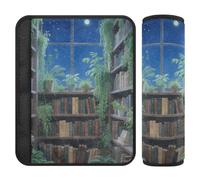 Juego de 2 almohadillas transpirables para cinturón de seguridad para adultos y niños, diseño M Book Nook Art