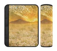 Juego de 2 almohadillas transpirables para cinturón de seguridad para adultos y niños, S puesta de sol sobre campos de flores