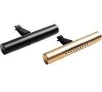 Juego de 2 ambientadores para coche con 20 ambientadores (5 aromas), ambientador para interior de coche, eliminación de olores, aroma fresco de larga duración para interior del coche, dorado y negro