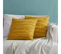 Juego De 2 Amortiguador del Algodón Fundas Fundas de Cojín Cuadradas Decorativo Fundas de Almohada para Sofá Dormitorio 50x50 CM, Amarillo