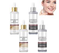 Juego de 2 ampollas de suero de arroz blanco Peel Shot y suero de arroz negro, dúo facial exfoliante con agua de salvado de arroz y niacinamida, cáscara suave, minimizador de poros, iluminador e