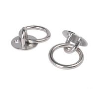 Juego de 2 anclajes de amarre marinos hechos de acero inoxidable 316 con placas de ojo y anillos, diseñados para cubierta y toldo para aparejos (5 mm)