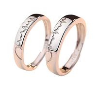 Juego de 2 anillos Love Heart para Forever Endless Love Electrocardiograma Circonita Ane