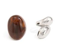 Juego de 2 anillos multiusos de forma irregular de lágrima, textura de resina y aleación, apilables para un uso cómodo y a la moda