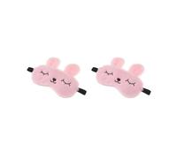 Juego de 2 antifaz para dormir con diseño de conejo de felpa para niños y adultos, color rosa