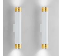 Juego de 2 apliques de pared cilíndricos modernos con iluminación hacia arriba y hacia abajo, con conexión directa a la red eléctrica, casquillo GU10, para interiores, ideales para dormitorio, sala d