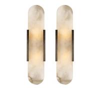 Juego de 2 apliques de pared de alabastro - Lámparas de mármol modernas para dormitorio, baño, sala de estar, pasillo y escalera (negro, 50 cm)