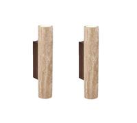 Juego de 2 apliques de pared, lámpara de pared cilíndrica de piedra estilo Wabi sabi, farol de pared con luz ascendente y descendente para pasillo, luz de pared interior para sala de estar, baño, espe