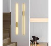 Juego de 2 apliques de pared LED regulables, funciona con pilas, tira de luces lineales con control remoto recargable para decoración moderna de sala de estar y dormitorio