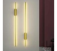 Juego de 2 apliques de pared LED regulables, funciona con pilas, tira de luces lineales con control remoto recargable para decoración moderna de sala de estar y dormitorio