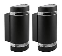 Juego de 2 Apliques de Pared LED Up & Down - Exterior IP44 Lámpara Semicircular Negra con 2 Bombillas LED 5 W 230 V GU10 Iluminacion LED Blanco Neutro