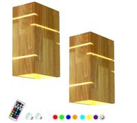 Juego de 2 apliques de pared minimalistas contemporáneos que funcionan con pilas, recargables, inalámbricos, para interiores, funciona con pilas, con control remoto regulable, para dormitorio, Livi