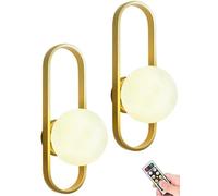 Juego De 2 Apliques De Pared Que Funcionan Con Pilas Y Control Remoto, Aplique De Pared Regulable Sin Escurrir Para Interiores, Lámpara De Pared De Vidrio Inalámbrica Moderna, Lámpara De Pared De Lat