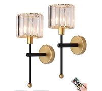 Juego De 2 Apliques De Pared Sin Cableado Que Funcionan con Pilas, Lámpara De Pared De Vidrio Inalámbrica con Control Remoto Y Bombillas Recargables, Lámpara Sin Cables para Sala De Estar, Dormitorio
