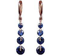 Juego de 2 aretes largos de circonita con orejas colgantes, encantadores, bonitos regalos de joyería simples para mujer, color azul profesional