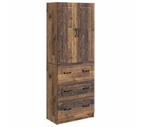 Juego de 2 armarios (66 x 34,5 x 87 cm, madera recuperada) | Estantes ajustables, puertas correderas, muchos compartimentos, superficie fácil de limpiar, pasillo, sala de estar