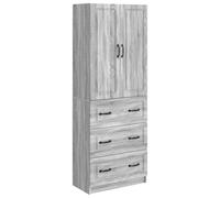 Juego de 2 armarios de 66 x 34,5 x 87 cm, madera gris Sonoma | Puertas correderas, estantes ajustables, muchos compartimentos, compuesto de madera, pasillo, sala de estar, dormitorio