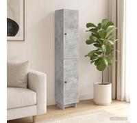 Juego de 2 armarios de madera con LED y USB | Juego de 2 unidades, color gris hormigón, madera, iluminación LED, puertos USB, puertas correderas, estantes de