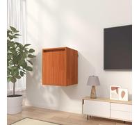 Juego de 2 armarios de pared modernos de madera de pino maciza, color marrón, 30 x 30 x 40 cm, montaje en pared, con puerta Hin, ideal para dormitorio y oficina en casa