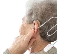 Juego de 2 audífonos binaurales de silicona gris, cuerda antipérdida, sin enredos, correas para audífonos BTE, accesorios para audífonos para niños y adultos