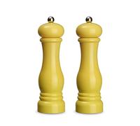 Juego de 2 auténticos molinillos de especias de plástico ABS, mecanismo de molienda de cerámica, molinillo manual, ideal para especias como pimienta, sal y guindilla, 21 cm, amarillo