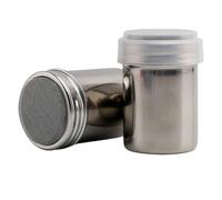 Juego de 2 Azucarero Dosificador de Acero Inoxidable para Chocolate,Tamiz de harina,Espolvoreadores Multiusos de Cocina con Tapa y Malla de Acero Inoxidable para Azúcar Glas,Cacao,Canela,Sal