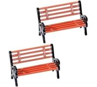 Juego de 2 bancos de parque en miniatura, asientos de jardín marrones a escala 1:12 con detalles realistas, pequeños bancos de parque para casa de muñecas y accesorios de jardín de hadas, tren y