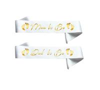 Juego de 2 bandas de satén blanco con letras doradas, las mejores decoraciones de baby shower, regalos para madre y padre, revelación de género, gemelos neutros (blanco - dorado)