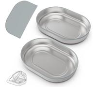 Juego de 2 bandejas de acero inoxidable para alimentación automática con microchip para mascotas, diseño de anillo de sellado para mantener la frescura y reducir los olores, acero inoxidable 304