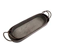 Juego de 2 bandejas ovaladas de metal galvanizado, 35 x 13 cm, 30 x 12 cm, estilo rústico
