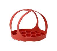 Juego de 2 bandejas para cocinar huevos a presión multifunción antiquemaduras, con temperatura y silicona, para el hogar, cocina, color rojo