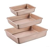 Juego de 2 bandejas rectangulares de acero al carbono para hornear sin horno con fondo plano para hornear pasteles, asar y galletas, 22 x 17 x 5 cm y 28 x 13 (D)