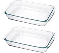 Juego de 2 Bandejas Rectangulares para Horno, para Gratinar, Molde de Vidrio para Hornear, Capacidad de 2.9 L - 39.4 cm de Largo .9 cm de Ancho x 5.1 cm de