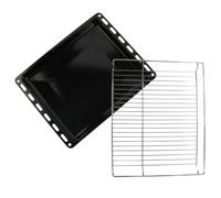 Juego de 2 bandejas universales para horno y bandeja esmaltada para horno, 465 x 375 mm