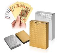 Juego de 2 barajas de cartas de póquer de PVC resistentes al agua, juego de cartas de póquer, juego de póquer de plástico de diamante para Texas Hold'em, Euchre, Canasta, Gin Rummy y Baccarat