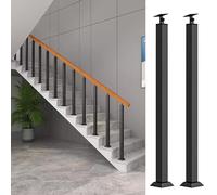Juego De 2 Barandillas De Escalera Para Interior, Con Soporte Ajustable Y Balaustres Metálicos Para Escalones, Balcones, Escaleras, Terrazas, Patios, Porches, Garajes Y Exteriores. Poste Negro De 5 X