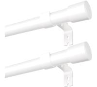 Juego de 2 barras de cortina con soportes, barras de cortina pequeñas resistentes para dormitorio al aire libre, sala de estar (110-210 cm, blanco)