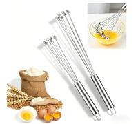 Juego de 2 batidores de bola de acero inoxidable 304 - 10 y 12 pulgadas de alambre batidor de huevos manual batidor de huevos para batir rápidamente salsas de crema, mezclar, agitar