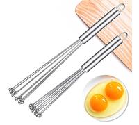 Juego de 2 batidores de bolas de acero inoxidable, batidores manuales, batidores de cocina para cocinar, mezclar, batir, batir, batir (10 pulgadas y 12 pulgadas)