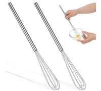 Juego de 2 batidores manuales pequeños de 28 cm de largo, pequeño batidor de acero inoxidable para mezclar masa, batir las claras de huevo, batir la mantequilla, revolver la crema
