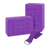 Juego De 2 Bloques De Yoga Con Correas - Cuña X| Bloque Dxe Espuma EVA Y Banda Elástica Para Pilates, Ejercicios Des Fitness Y Estiramiento, Bloque Antideslizante Principiantes,