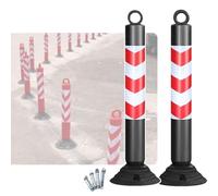 Juego de 2 bolardos de tráfico reflectantes de alta visibilidad: delineadores de peatones y entradas reutilizables con pernos expansivos(Black and Red,31.5in)