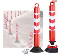Juego de 2 bolardos de tráfico reflectantes de alta visibilidad: delineadores de peatones y entradas reutilizables con pernos expansivos(Red and White,39.3in)
