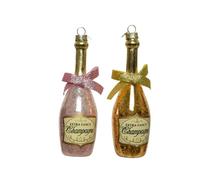 Juego de 2 bolas de Navidad para botellas de champán, 4,5 cm de alto, 13,5 cm, cristal, 2 unidades