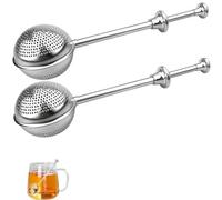 Juego de 2 bolas de té con mango telescópico de acero inoxidable 304 - Bola de té - Cuchara de té - Filtro para infusión a granel, azúcar, harina, especias