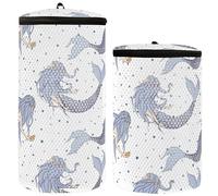 Juego de 2 bolsas de lavado para zapatos deportivos para lavadora, diseño de sirenas, mítico de tenis de mar, bolsa de lavandería para zapatos, diseño de sirenas míticas del mar, 1 Size, Patrón