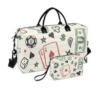 Juego de 2 bolsas de lona con billetes de póquer para fin de semana, viajes, durante la noche, bolsa deportiva con correa ajustable para viajes en avión, juego de 2 piezas, Billete de fichas de póqu,