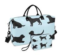 Juego de 2 bolsas de lona con estampado completo para artículos de aseo personal práctico para entrenamiento, Silueta de perro negro, One Size, Clásico